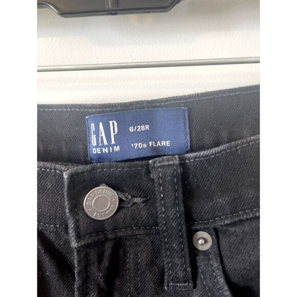 Gap 70s Flare High Rise Stretch 5-pocket Black Denim NWT Jeans Size 6/28 R NWOT - Picture 4 of 4